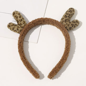 Autumn Winter Fleece Head Hoop For Women Children Cartoon Antlers Hair Hoop Fashion Xmas Hair Accessories Plush Simple Headband daiiibabyyy